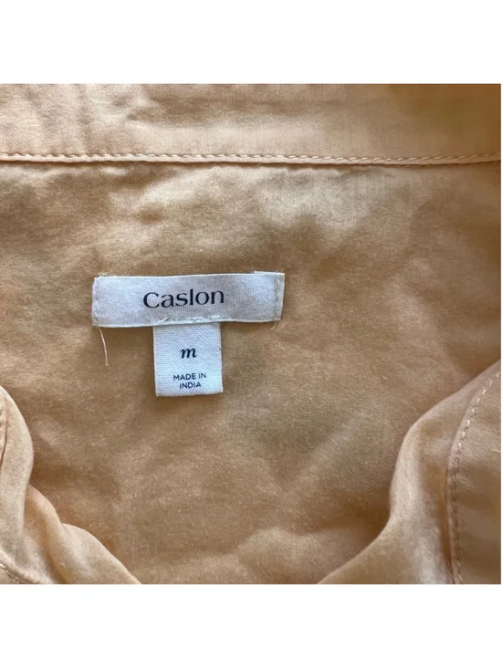 Caslon Yellow vanilla Button Down Shirt cotton and silk blended size M - Picture 4 of 6